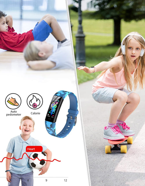 Load image into Gallery viewer, Kids Watch Fitness Tracker, Fitness Watches for Kids, Activity Tracker with Pedometers, Stopwatch, IP68 Waterproof, 11 Sport Modes Smart Watch for Kids Age 6-16 Years Old
