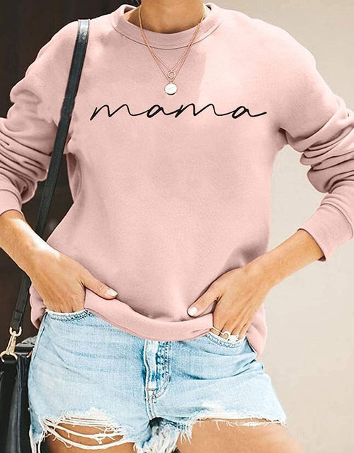 Load image into Gallery viewer, Womens Crewneck Sweatshirt Mama Letter Print Long Sleeve Loose Fashion Pullover Top
