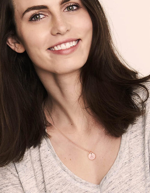 Load image into Gallery viewer, Mothers Day Girls Gifts for Daughters, 14K Gold Filled Dainty Disc Double Side Engraved Hammered Initial Necklace Personalized Letter Pendant Initial Necklaces Mother Day Jewelry Gifts for Women Girls
