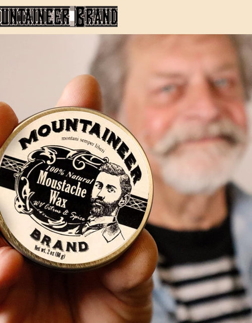 Load image into Gallery viewer, Mustache Wax for Men 100% Natural Beeswax/Plant Based Oils | Grooming Beard Moustache Wax Tin | Long-Lasting Hold | Smooth, Condition, Styling Balm | Citrus &amp; Spice 2Oz
