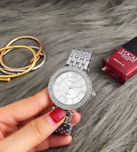 CONTENA Fashion Silver Women Watches Stainless Steel Women'S Watches Luxury Rhinestone Ladies Watch Women Clock Relogio Feminino