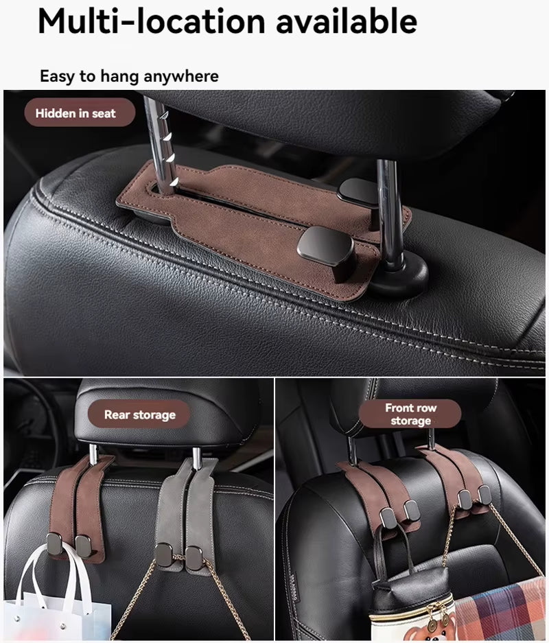 Luxury Suede Double Hook Organizer – Premium Rear Seat Backrest Hook for Changan CS Series & Eado