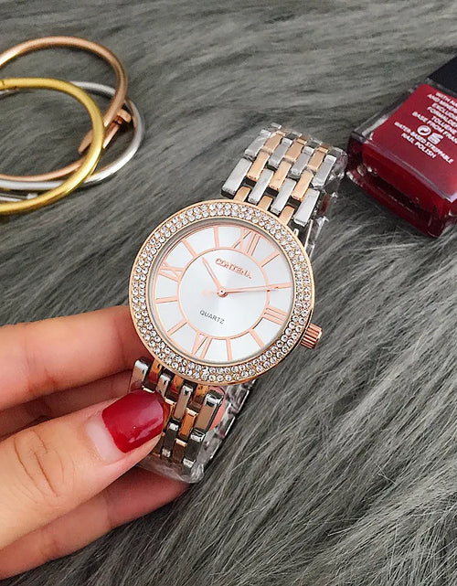 Load image into Gallery viewer, CONTENA Fashion Silver Women Watches Stainless Steel Women'S Watches Luxury Rhinestone Ladies Watch Women Clock Relogio Feminino
