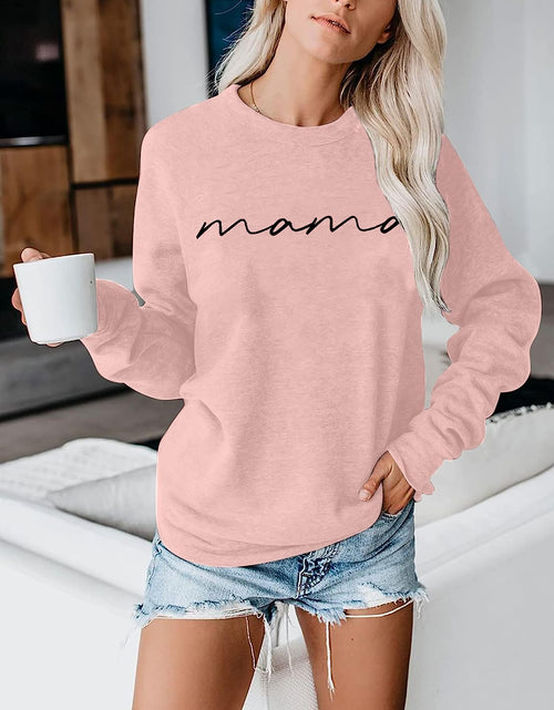 Load image into Gallery viewer, Womens Crewneck Sweatshirt Mama Letter Print Long Sleeve Loose Fashion Pullover Top
