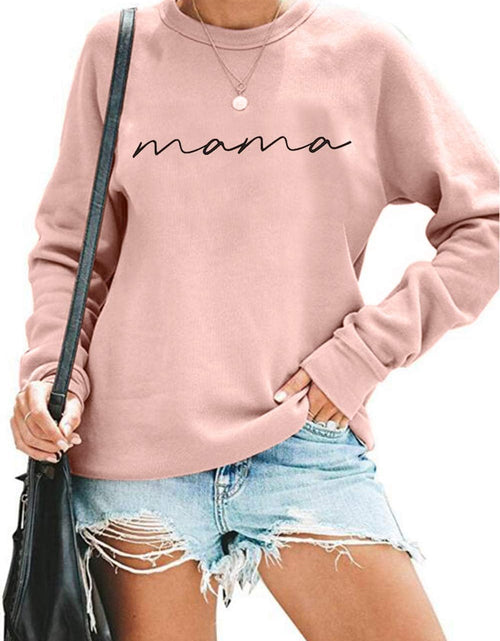 Load image into Gallery viewer, Womens Crewneck Sweatshirt Mama Letter Print Long Sleeve Loose Fashion Pullover Top
