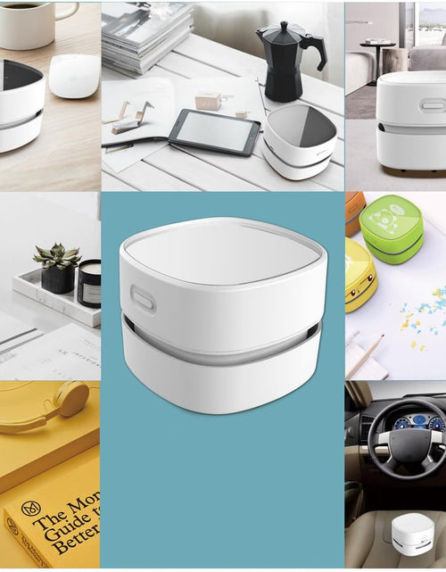 Load image into Gallery viewer, Desktop Vacuum Cleaner, Mini Table Dust Sweeper Energy Saving,High Endurance up to 90 Mins,Cordless&amp;360º Rotatable Design for Keyboard/Home/School/Office(White)
