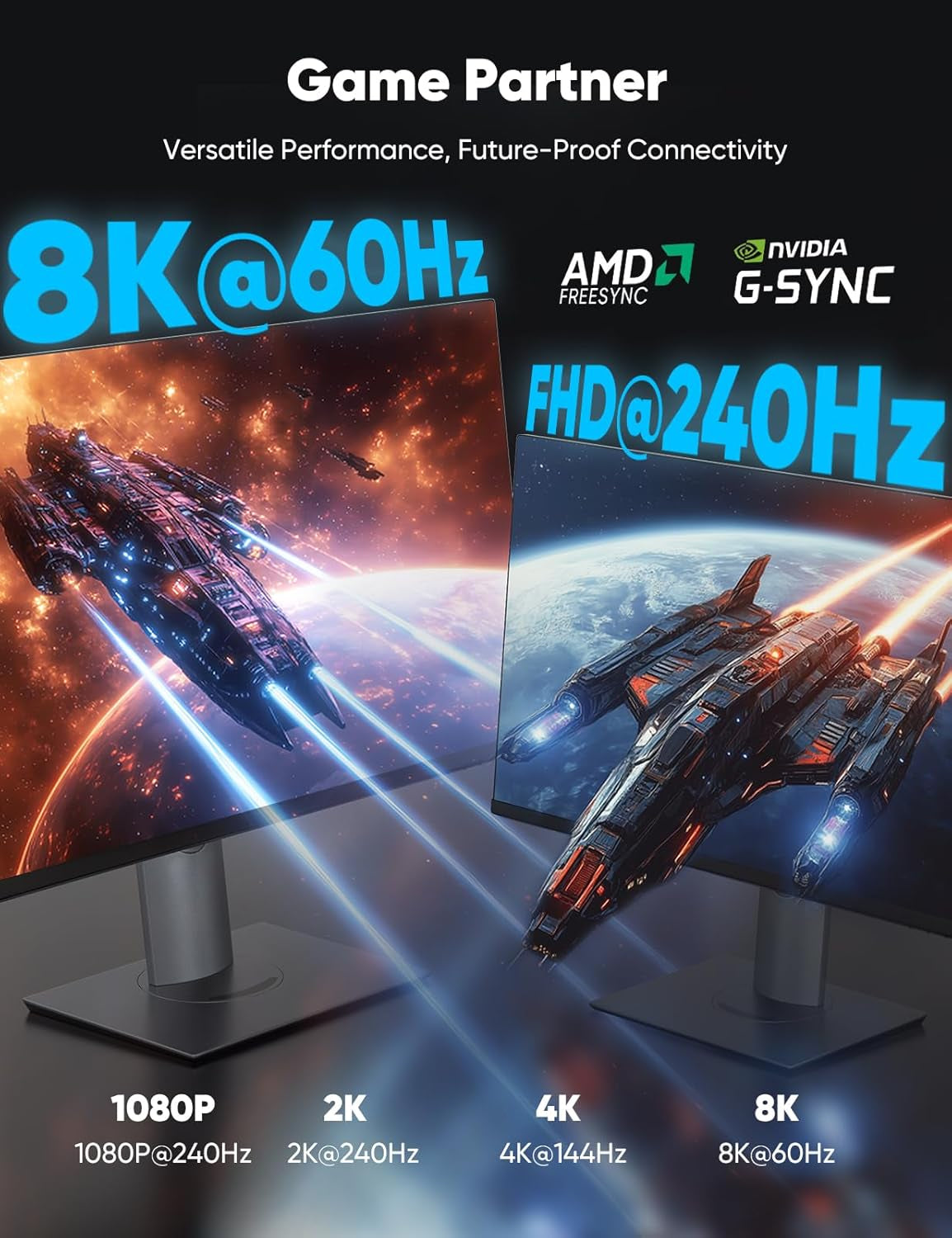 8K 4K Displayport Cable, 6.6FT DP Cable 1.4 [VESA Certified,32.4Gbps,8K@60Hz,4K@144Hz,2K@240Hz/165Hz/144Hz], Bradied High Speed Display Port Cable for Gaming Monitor, Hdr/Hdcp/Freesync/G-Sync