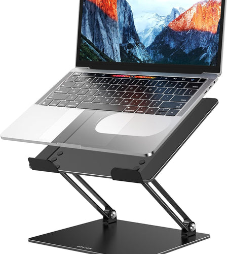 LS10 Aluminum Laptop Stand, Ergonomic Adjustable Notebook Riser Holder Computer Stand Compatible with Air, Pro, Dell, HP, Lenovo More 10-14" Laptops, Black