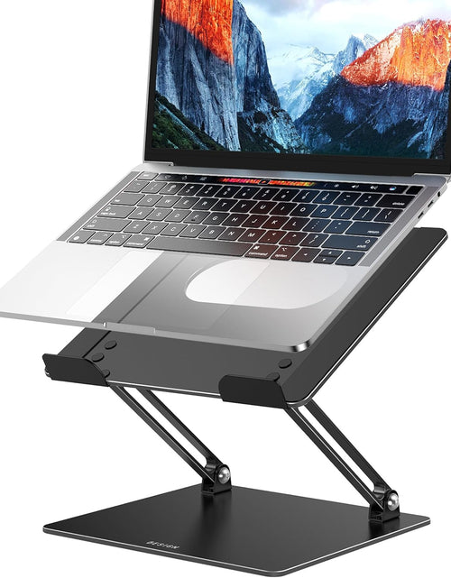 Load image into Gallery viewer, LS10 Aluminum Laptop Stand, Ergonomic Adjustable Notebook Riser Holder Computer Stand Compatible with Air, Pro, Dell, HP, Lenovo More 10-14" Laptops, Black
