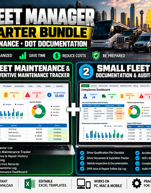 Load image into Gallery viewer, Fleet Manager Starter Bundle – Maintenance + DOT Documentation
