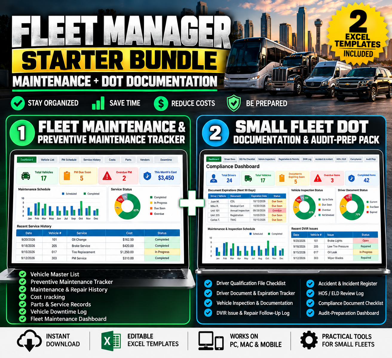 Fleet Manager Starter Bundle – Maintenance + DOT Documentation