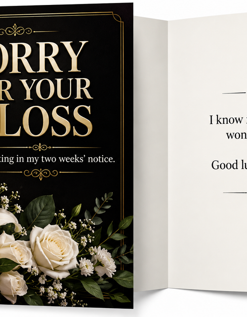 Load image into Gallery viewer, Sorry for Your Loss – Funny Two Weeks' Notice Workplace Card
