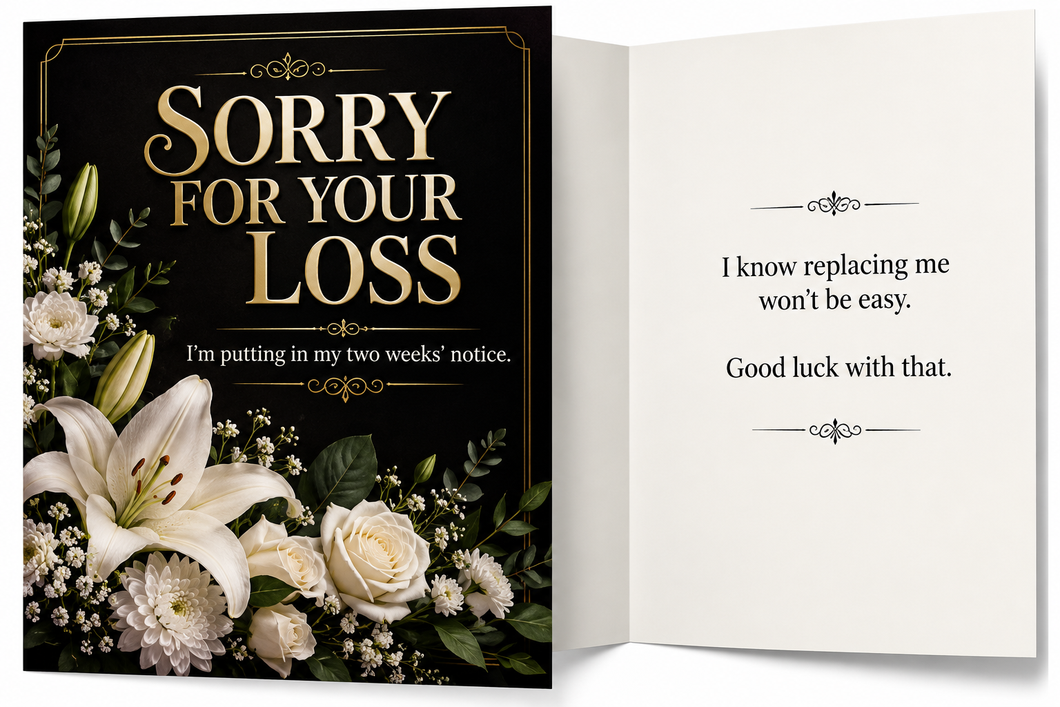 Sorry for Your Loss – Funny Two Weeks' Notice Workplace Card