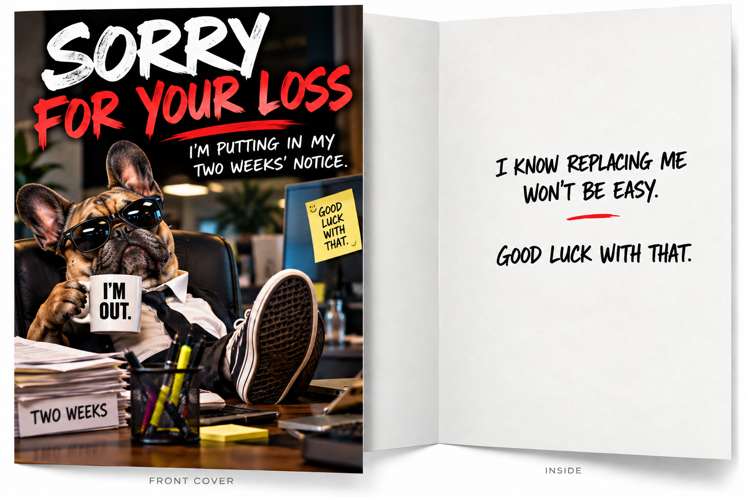 Sorry for Your Loss – Funny Two Weeks Notice Workplace Card