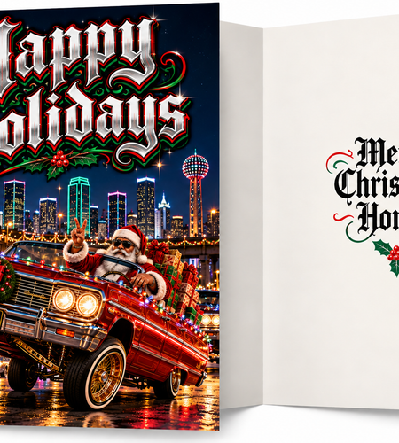 Happy Holidays - Cholo Santa Lowrider Christmas Card