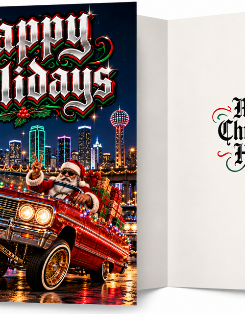 Load image into Gallery viewer, Happy Holidays - Cholo Santa Lowrider Christmas Card
