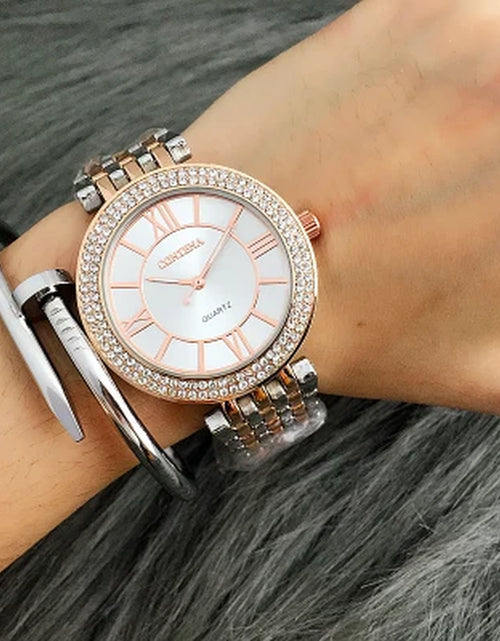 Load image into Gallery viewer, CONTENA Fashion Silver Women Watches Stainless Steel Women'S Watches Luxury Rhinestone Ladies Watch Women Clock Relogio Feminino
