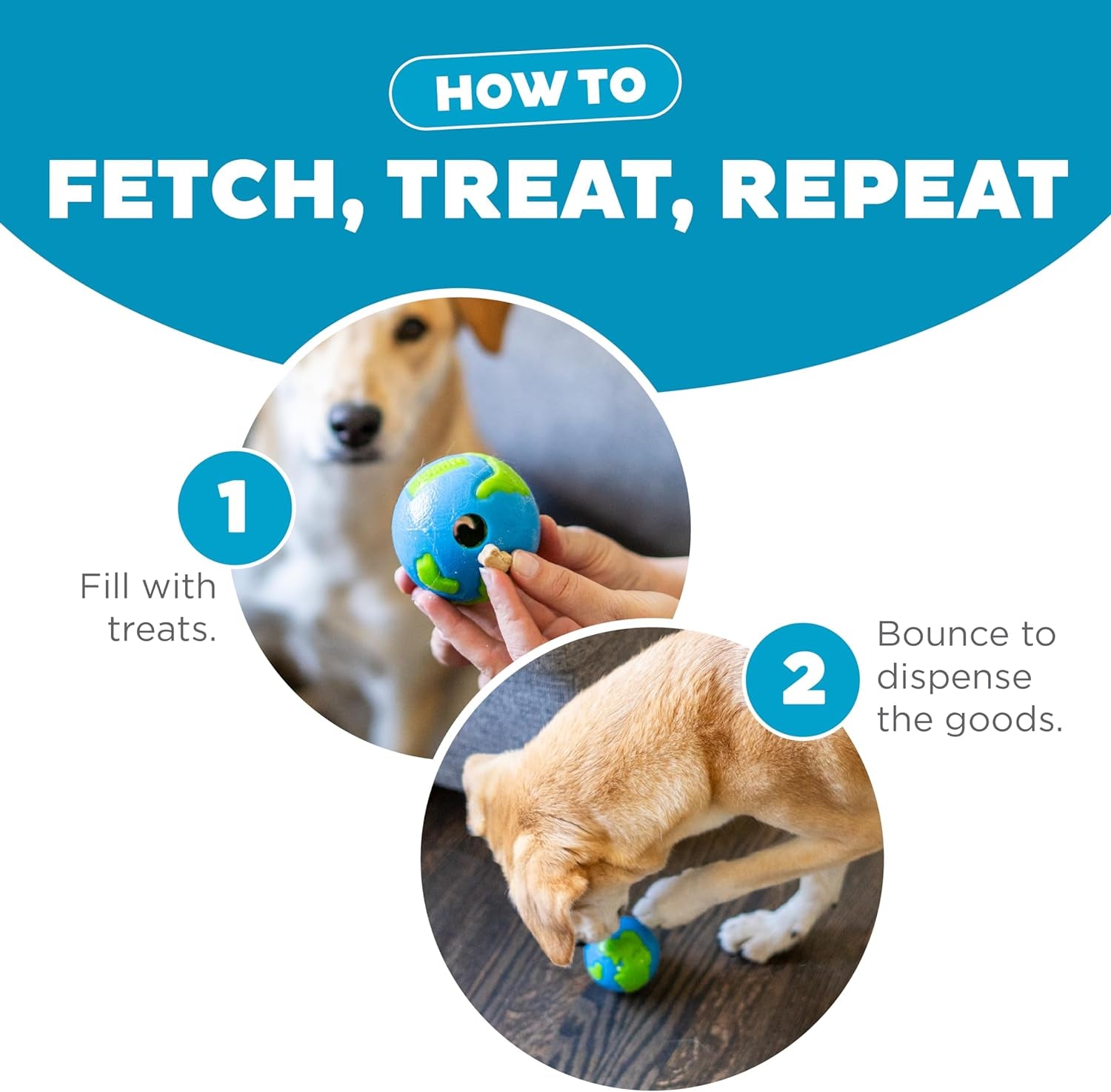 Orbee-Tuff Planet Ball Blue/Green Treat-Dispensing Dog Toy, Small