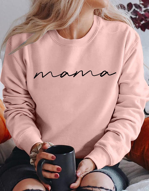 Load image into Gallery viewer, Womens Crewneck Sweatshirt Mama Letter Print Long Sleeve Loose Fashion Pullover Top

