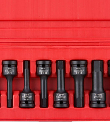 01136B 1/2” Drive Allen Bit Socket Set | 8 Piece | MM | 6Mm to 19Mm | 3” Length | Cr-Mo Impact Grade