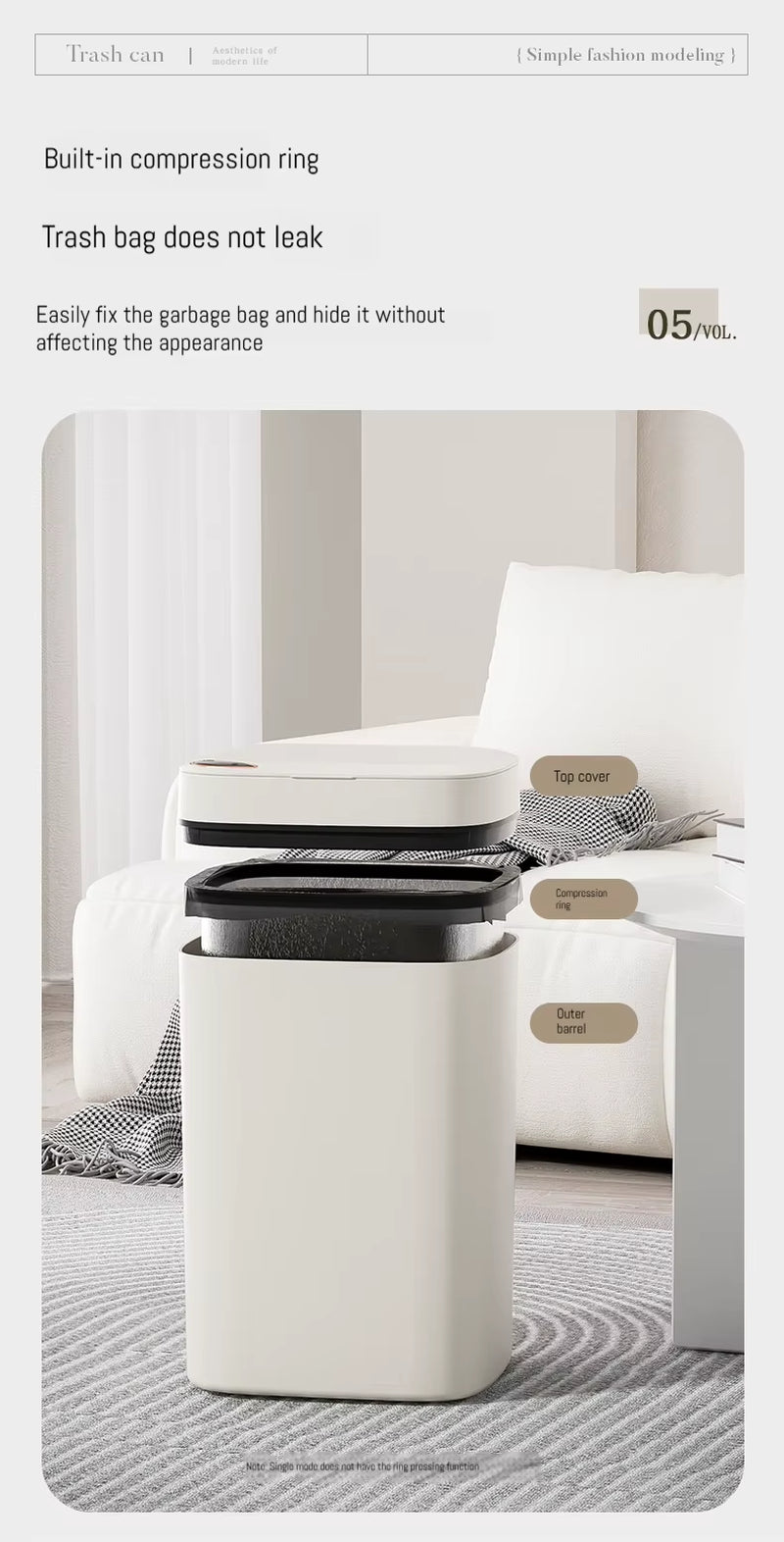 16L Smart Bathroom Trash Can White Non-Contact Narrow Smart Sensor Trash Can Smart Home Automatic Bagging Electronic Trash Can