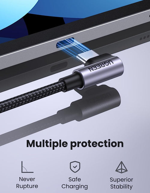 Load image into Gallery viewer, Right Angle USB C Cable 6.6FT 2-Pack, 60W USB C to USB C Cable 90 Degree Type C Cable for Iphone 17/16, Macbook Pro/Air, Ipad Pro 2022/Air 5/Mini 6, Galaxy S25/S24/S23, Pixel 10/9, Switch

