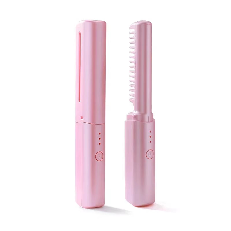 GlamWave Pro – Portable Wireless Heated Hair Straightener & Curler Brush