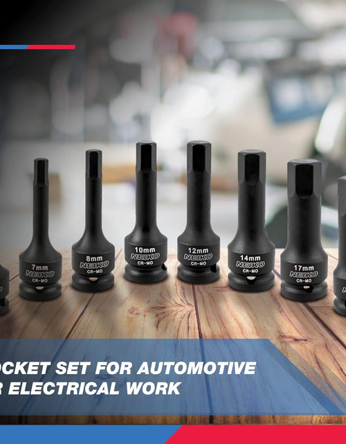Load image into Gallery viewer, 01136B 1/2” Drive Allen Bit Socket Set | 8 Piece | MM | 6Mm to 19Mm | 3” Length | Cr-Mo Impact Grade
