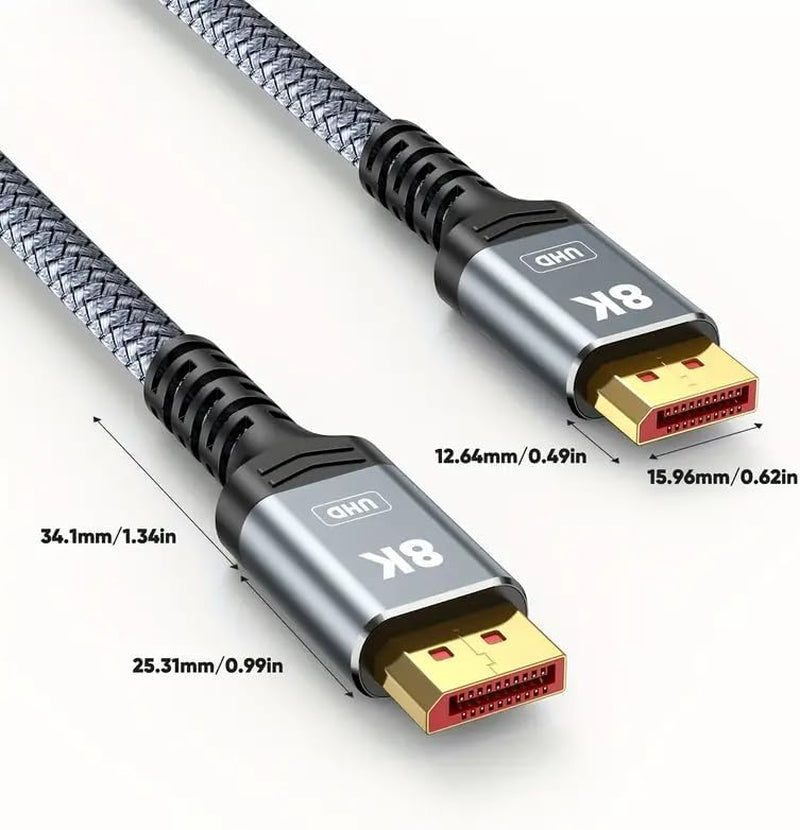 8K 4K Displayport Cable, 6.6FT DP Cable 1.4 [VESA Certified,32.4Gbps,8K@60Hz,4K@144Hz,2K@240Hz/165Hz/144Hz], Bradied High Speed Display Port Cable for Gaming Monitor, Hdr/Hdcp/Freesync/G-Sync