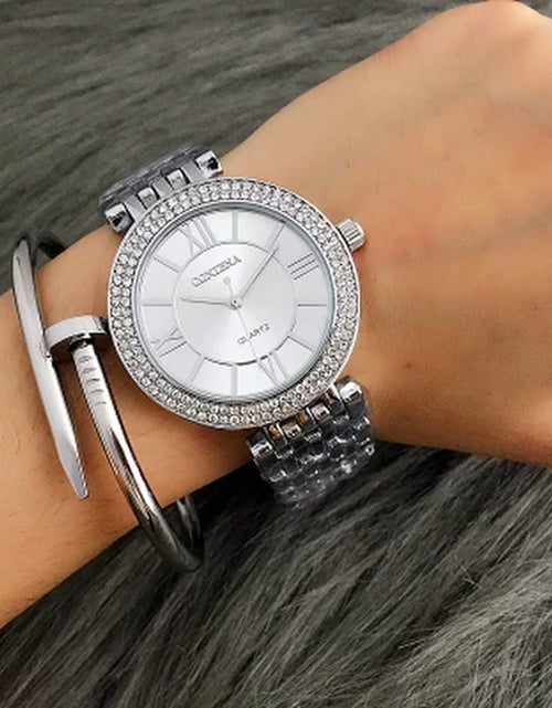 Load image into Gallery viewer, CONTENA Fashion Silver Women Watches Stainless Steel Women'S Watches Luxury Rhinestone Ladies Watch Women Clock Relogio Feminino

